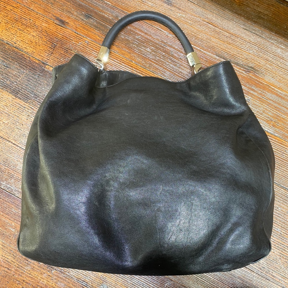 YSL Black Leather Hobo